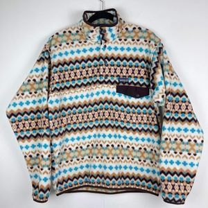 Patagonia Synchilla men's medium Fleece Snap T  Sweater Aztec Tribal ALTERED